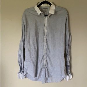 Express 1MX Button Down Dress Shirt - Striped